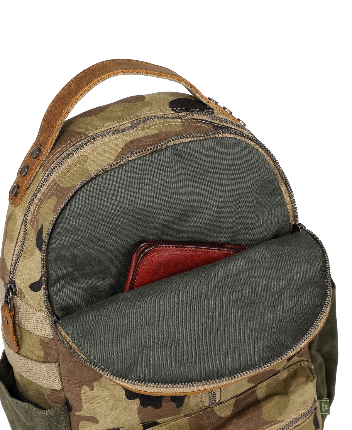 Tsd Brand Mountain Leaf Utility Bee-wax Canvas Backpack In Army Green