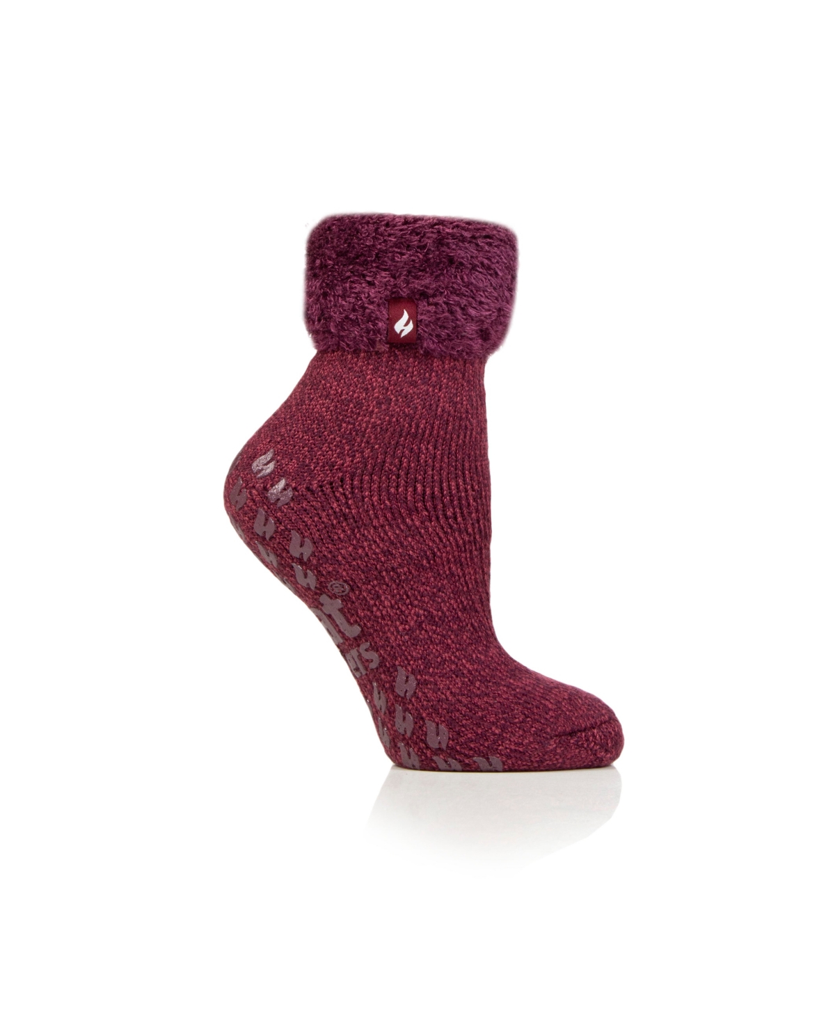 Heat Holders Feather Top Solid Lounge Socks In Wine