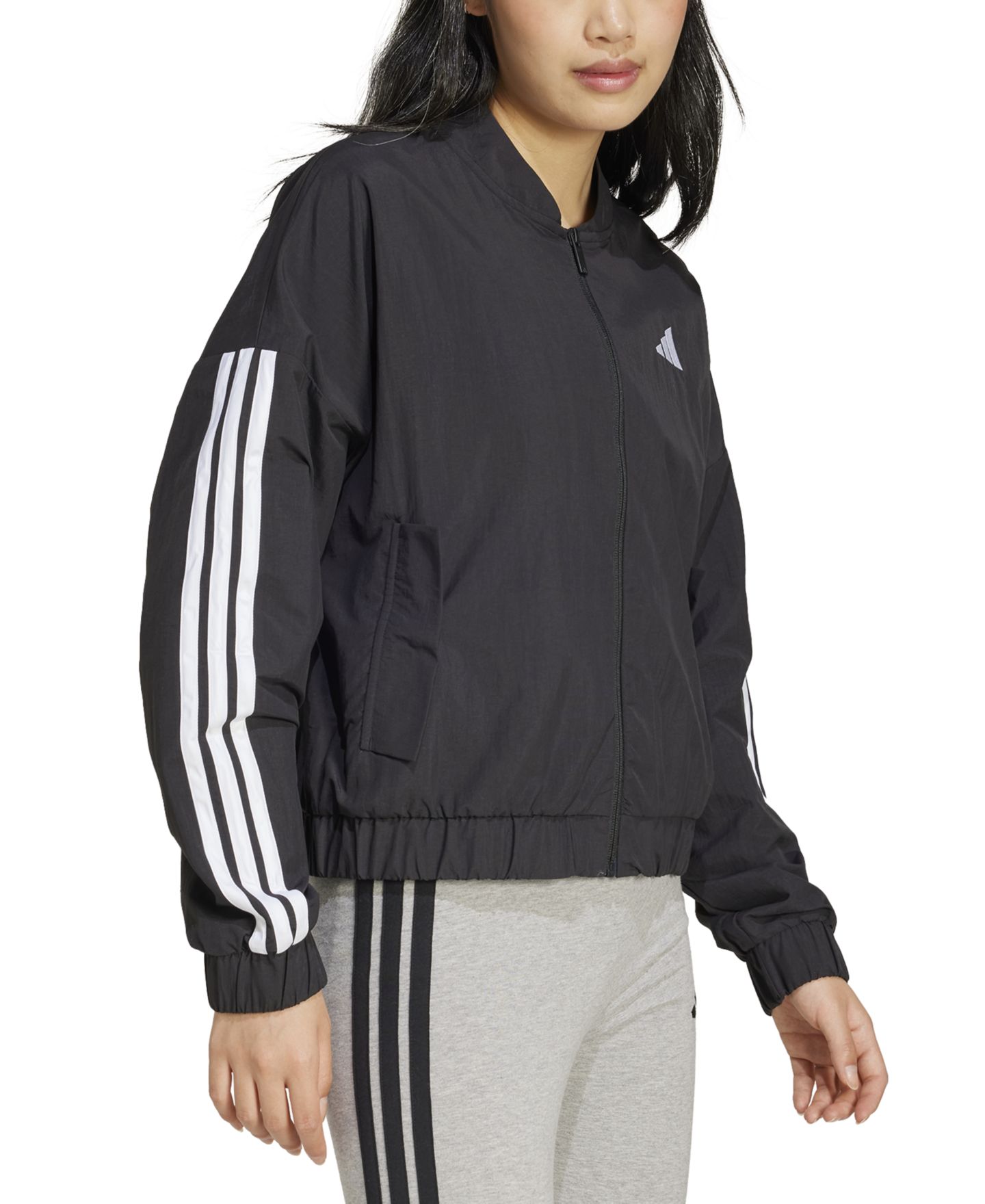 Женская куртка adidas Essentials 3-Stripes Lifestyle Bomber, цвет: Чёрный — фото 2