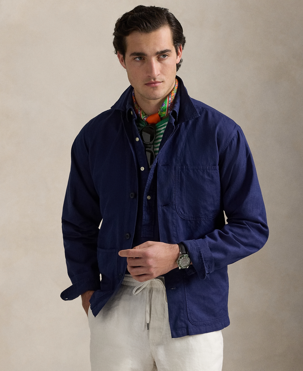 Polo Ralph Lauren Men's Linen-cotton Overshirt In Newport Navy