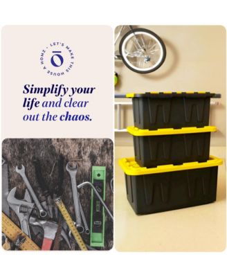 Durabilt Heavy Duty 27 Gallon Plastic Organizer Storage Bin Tote (2 Pack)