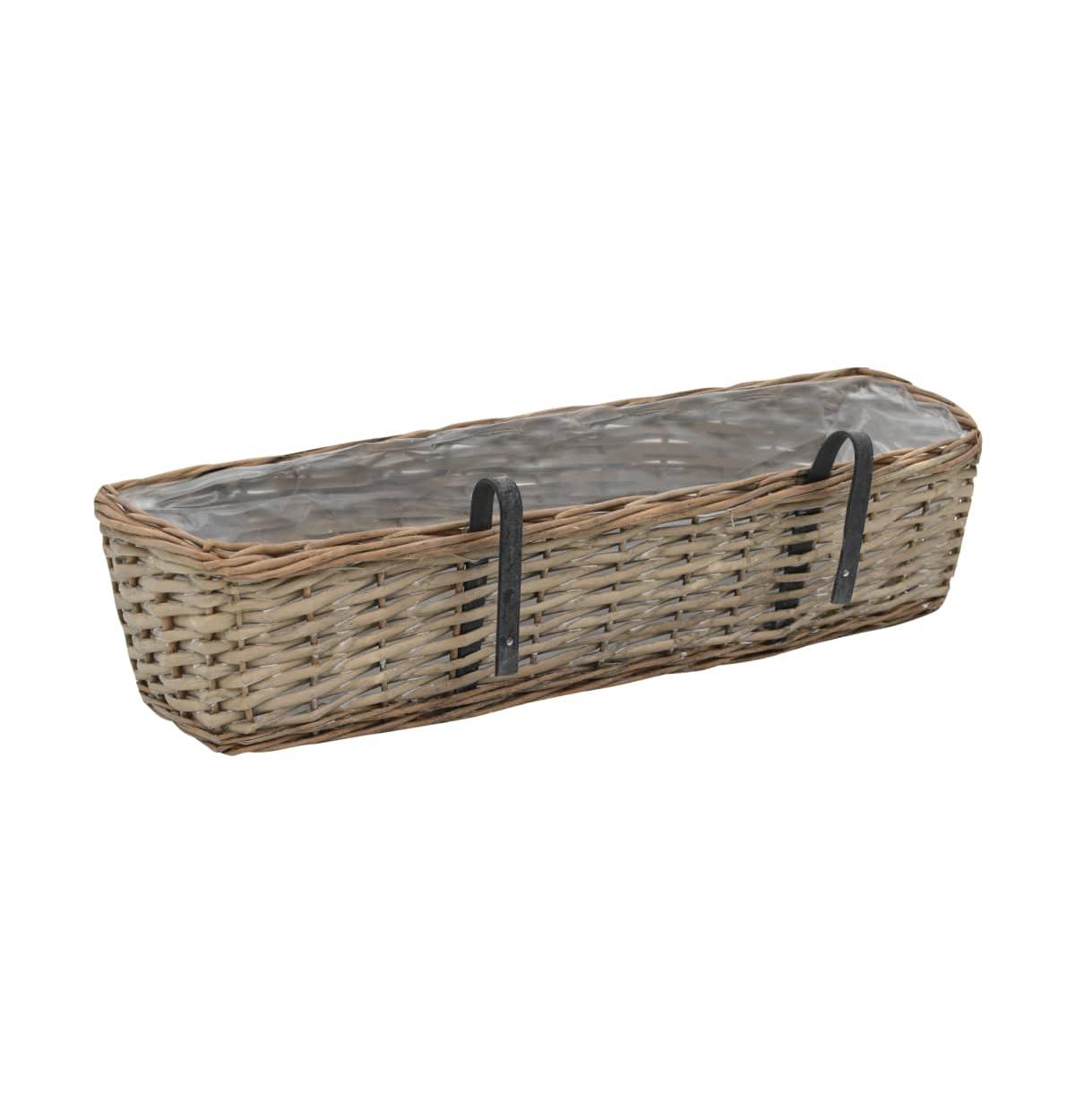 vidaXL Balcony Planter 2 pcs Wicker with Pe Lining