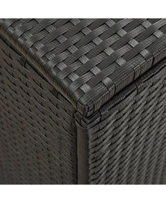 Storage Chest Black Poly Rattan, Powder-Coated Steel Large