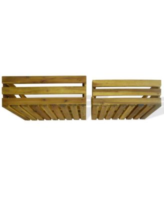 Apple Crate Set 2 Pieces Solid Acacia Wood