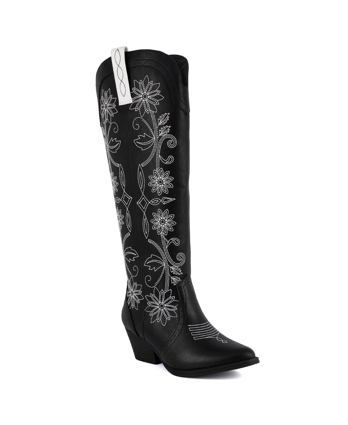 Women's Tall Tam Floral Western Pull On Boots - Black, White Floral