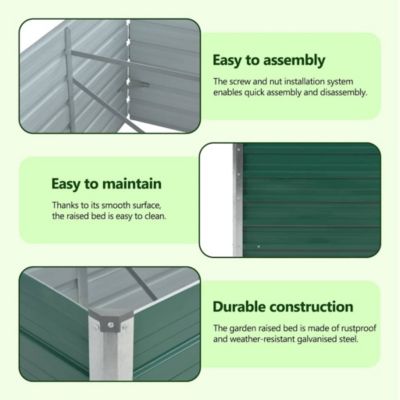 Raised Bed Green Galvanized Steel 126.0 x 31.5 x 17.7 in
