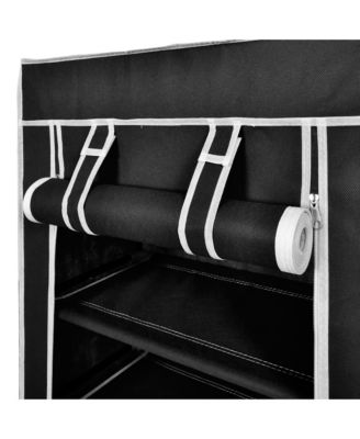 Fabric Shoe Cabinet with Cover 23&amp;quot; x 11&amp;quot; x 42&amp;quot; Black