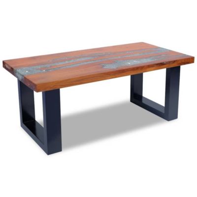 Coffee Table Multicolour Solid teak and mango wood with clear resin