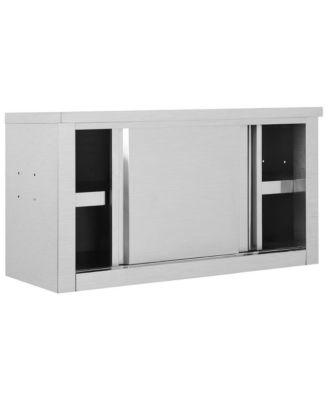 Kitchen Wall Cabinet with Sliding Doors 35.4&amp;quot;x15.7&amp;quot;x19.7&amp;quot; Stainless Steel