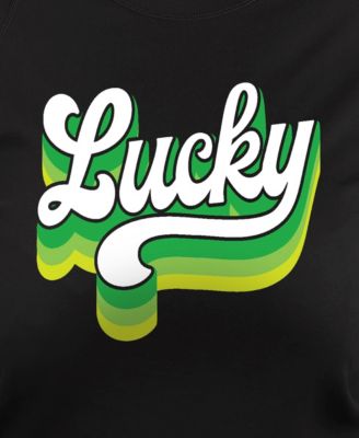 Plus Size St. Patrick's Day Retro Lucky Graphic Crew Neck Top