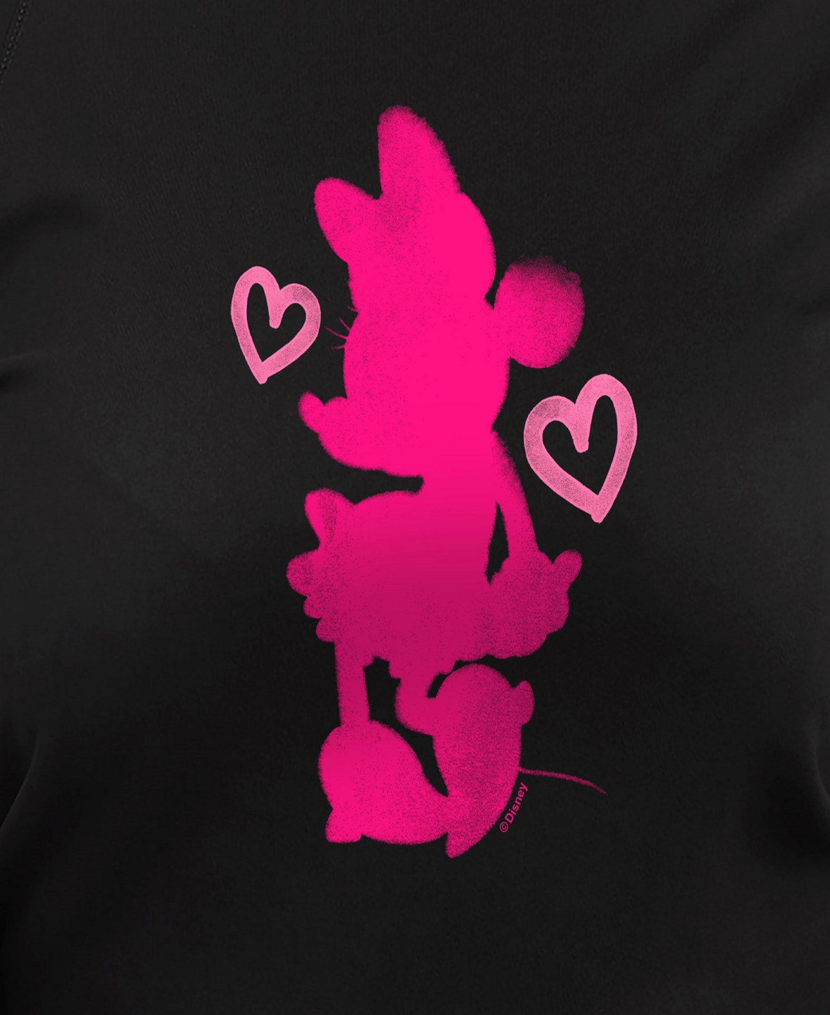 Hybrid Apparel Plus Size Disney Minnie Heart Graphic Crew Neck Top In Black