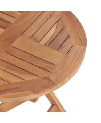 Folding Patio Table 17.7" Solid Teak Wood