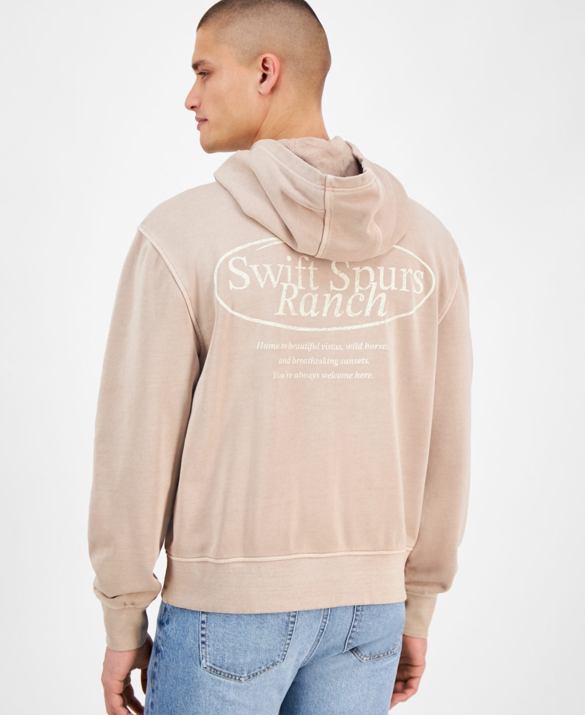Men's Solid Hoodie, Exclusively at Macy's - Almond Khaki