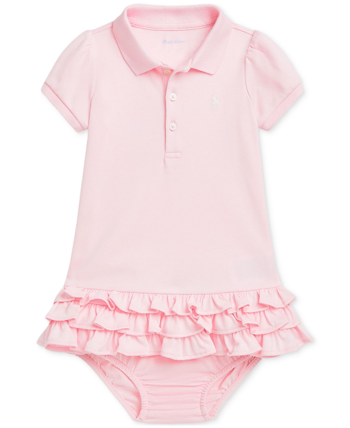 Polo Ralph Lauren Ralph Lauren Cotton Ruffle Polo Dress & Bloomers In Pink