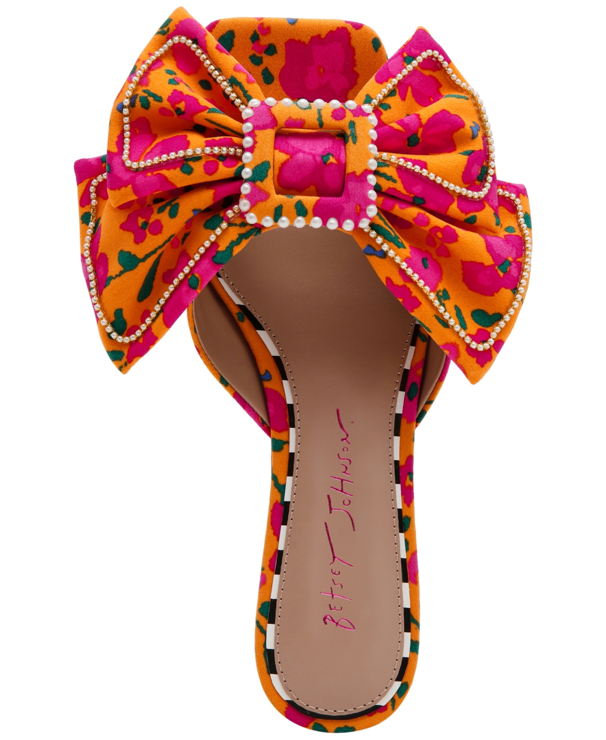 Betsey Johnson Women's Aylah Bow Kitten-heel Sandals In Orange Floral