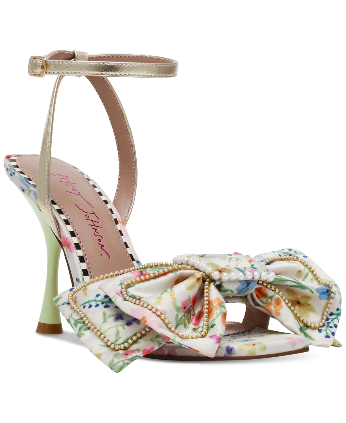 BETSEY JOHNSON WOMEN'S DENLY BOW TWO-PIECE STILETTO DRESS SANDALS 