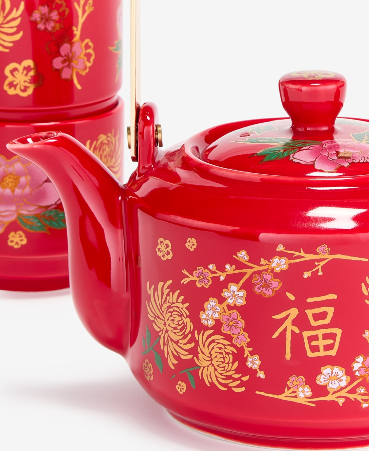 HOLIDAY LANE LUNAR NEW YEAR CERAMIC TEA POT & CUPS SET, EXCLUSIVELY AT MACY'S