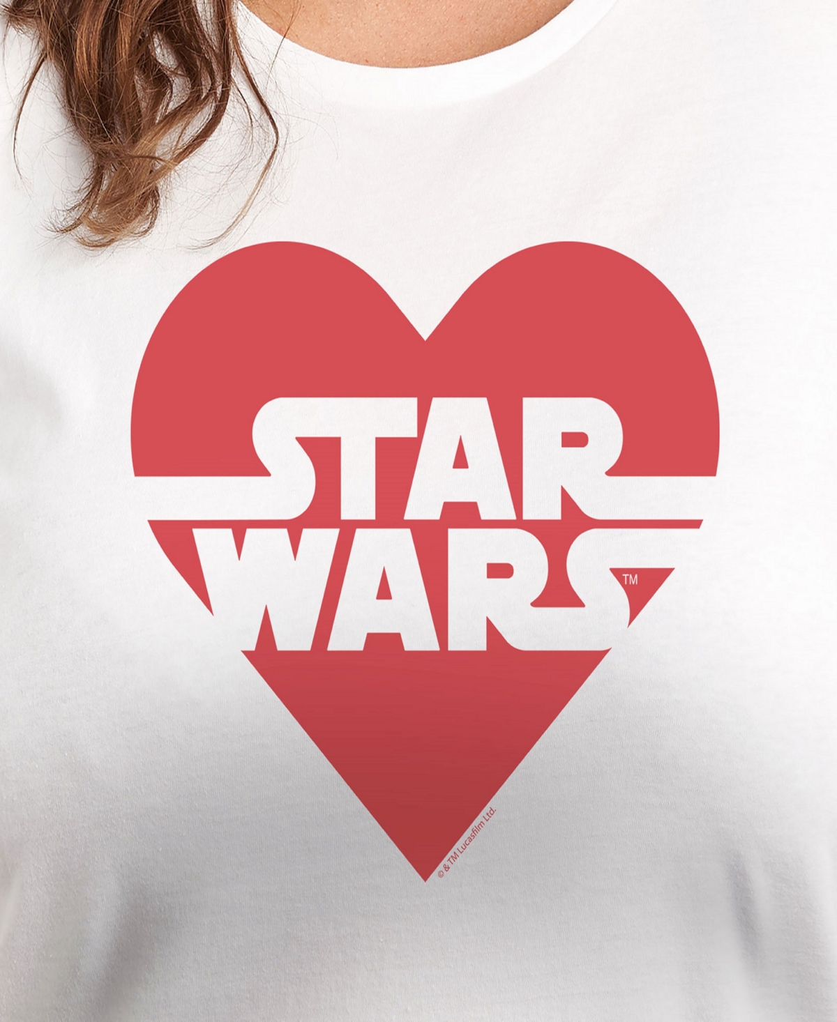 Hybrid Apparel Plus Size Star Wars Heart Graphic Crewneck T-shirt In White