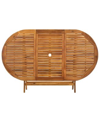 Folding Patio Table 63"x33.5"x29.5" Solid Wood Acacia