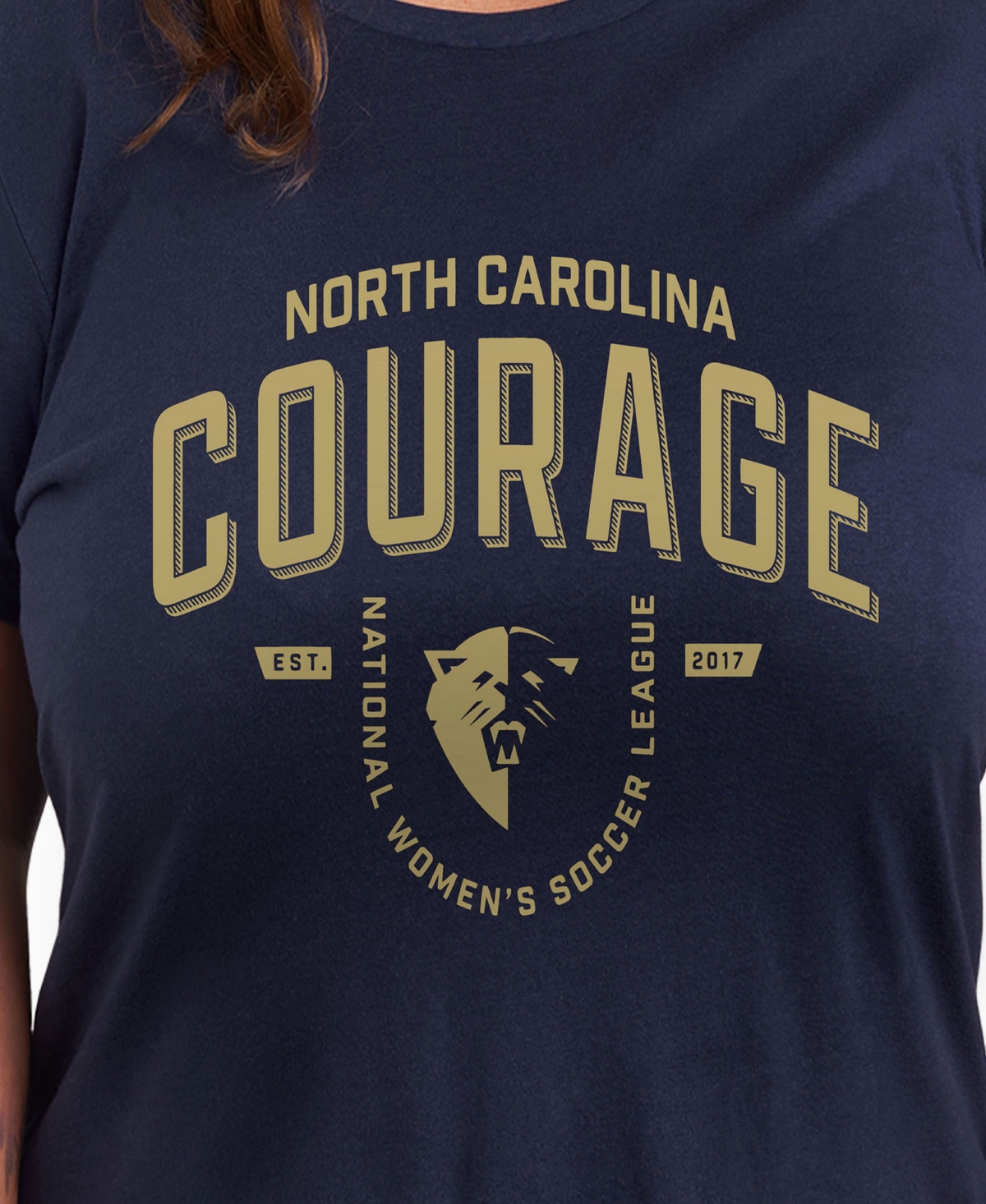 Hybrid Apparel Plus Size Trendy North Carolina Courage Graphic Crew Neck T-shirt In Blue