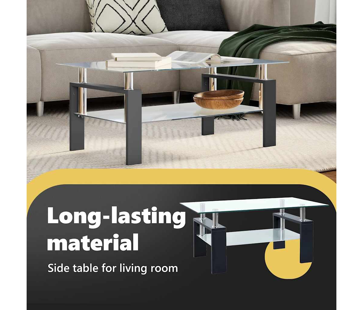 vidaXL Coffee Tableand Transparent 37.4