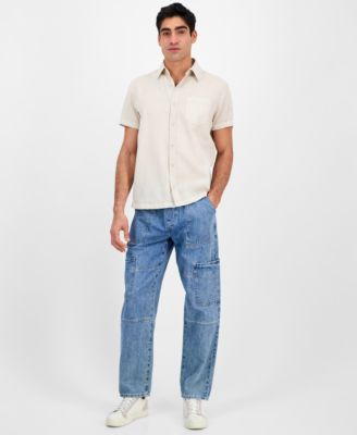 Men's Blake Linen Chambray Short Sleeve Button-Front Shirt, Created for Macy's