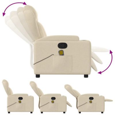 Massage Recliner Chair Cream Polyester, Metal, Plywood Standard