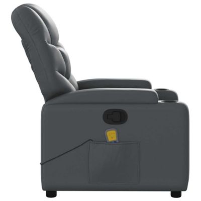 Faux Leather Massage Recliner Chair Gray Faux Leather