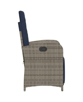Reclining Patio Chairs 2 pcs with Footrest Gray Poly Rattan