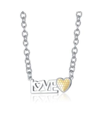 Two-Tone LOVE Heart Bar Pendant Layering