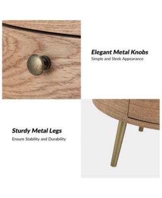 Cavinato Contemporary 26'' Tall Drum 3 - Drawer End Table with Metal Legs