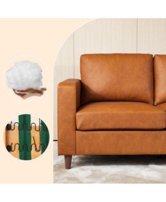 85" Leather Couch for Living Room, Modern Sofa Couches with Padded backrest, Upholstered Sofa with Armrests and Comfy Cushions, Deep Seat Sofas for Living Room, Bedroom, Office