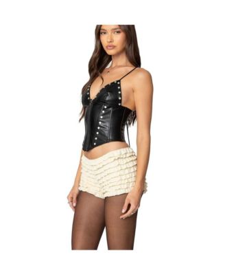 Womens Studded Faux Leather Corset