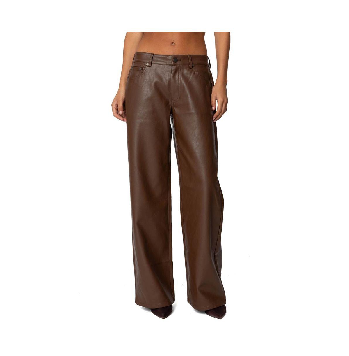 Womens Tatiana Faux Leather Pants - Brown