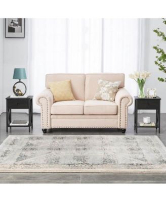 Set of 2 Rustic Nightstands - 1 Drawer Design in Warm Wood Finish