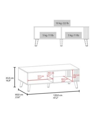 Govan Coffee Table with a Door, Conical Legs, and Open Storage, Wengue