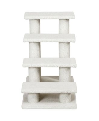 24'' 4-Step Pet Stairs Carpeted Ladder Ramp 8 Scratching Post Cat Tree Climber