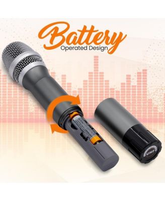 UHF Wireless Handheld Microphone System with Receiver, USB Charging & 32-Channel Frequency