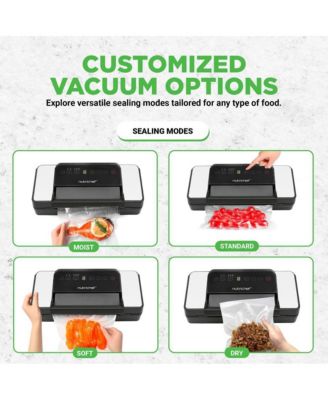 Deluxe Vacuum Sealer with Front Handle and Roll Cutter for Food Storage (Black)
