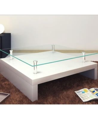 Coffee Table with Glass Top White