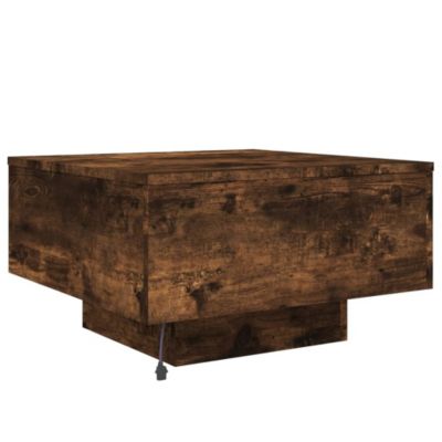 Coffee Table with LED Lights Smoked Oak 21.7"x21.7"x12.2