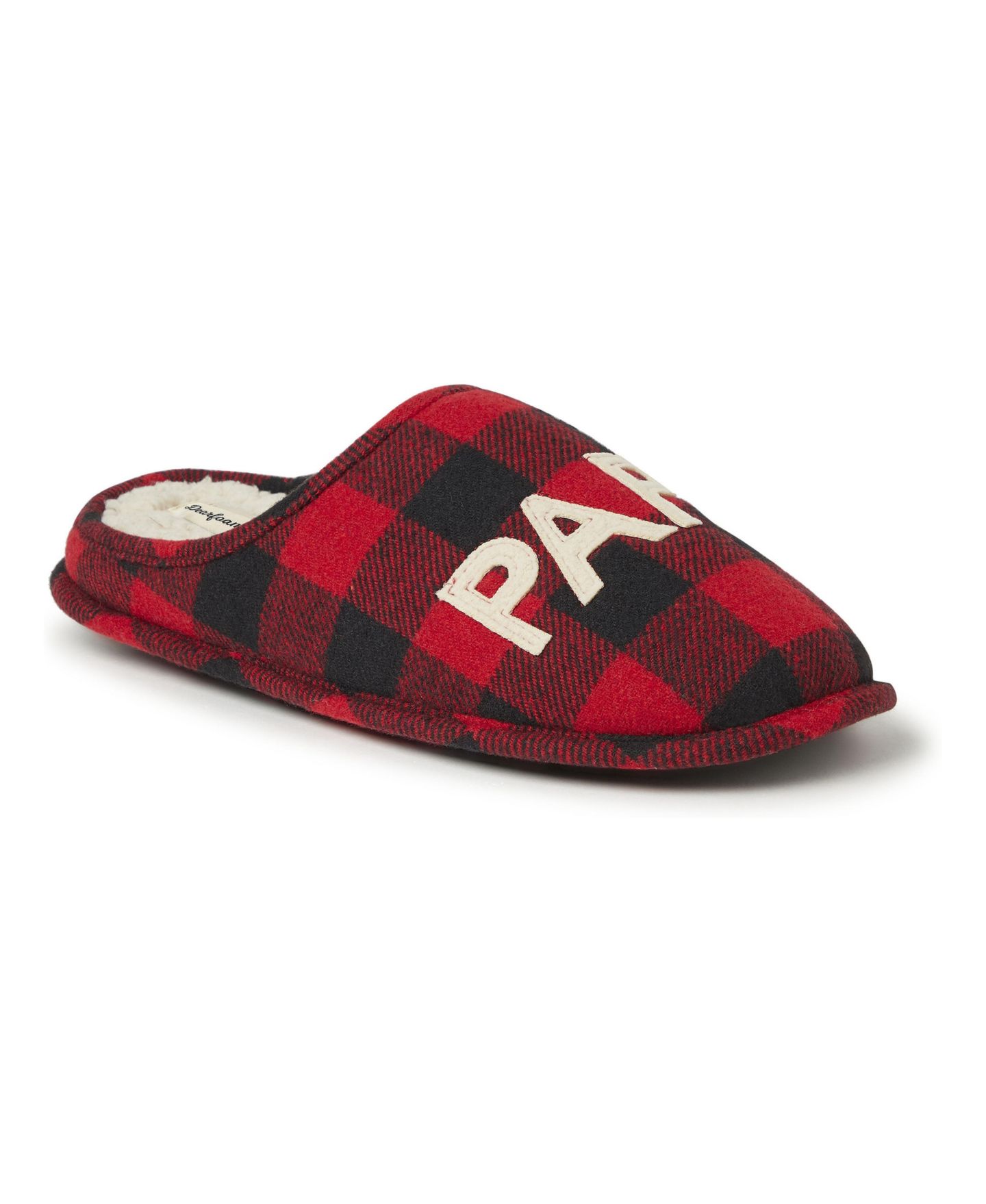 Мужские сабо Dearfoams Buffalo Check Papa Bear Dad Clog House Slipper, цвет: Красный клетчатый — фото 1
