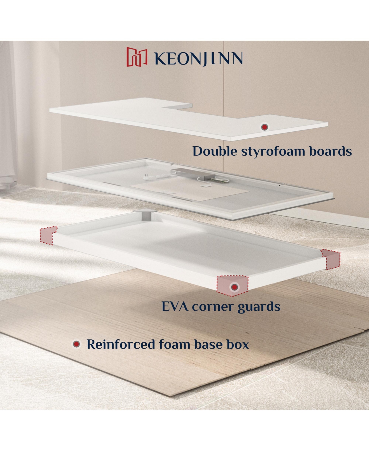 keonjinn Led Bathroom Mirror with Frontlit and Backlit, Stepless 3 Colors Temperature & Dimmable Light