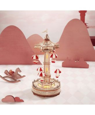 3D Wooden Puzzle Parachute Tower DIY Model Gift for Birthday Children Adult, 5.51"5.51"11.8"