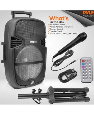 Portable Bluetooth PA Speaker System - 1000W Outdoor Bluetooth Speaker System w/Microphone in, Party Lights, USB SD Card Reader, FM Radio, Wheels - Remote Control, Tripod PPHP1548B, BLACK,BLUE