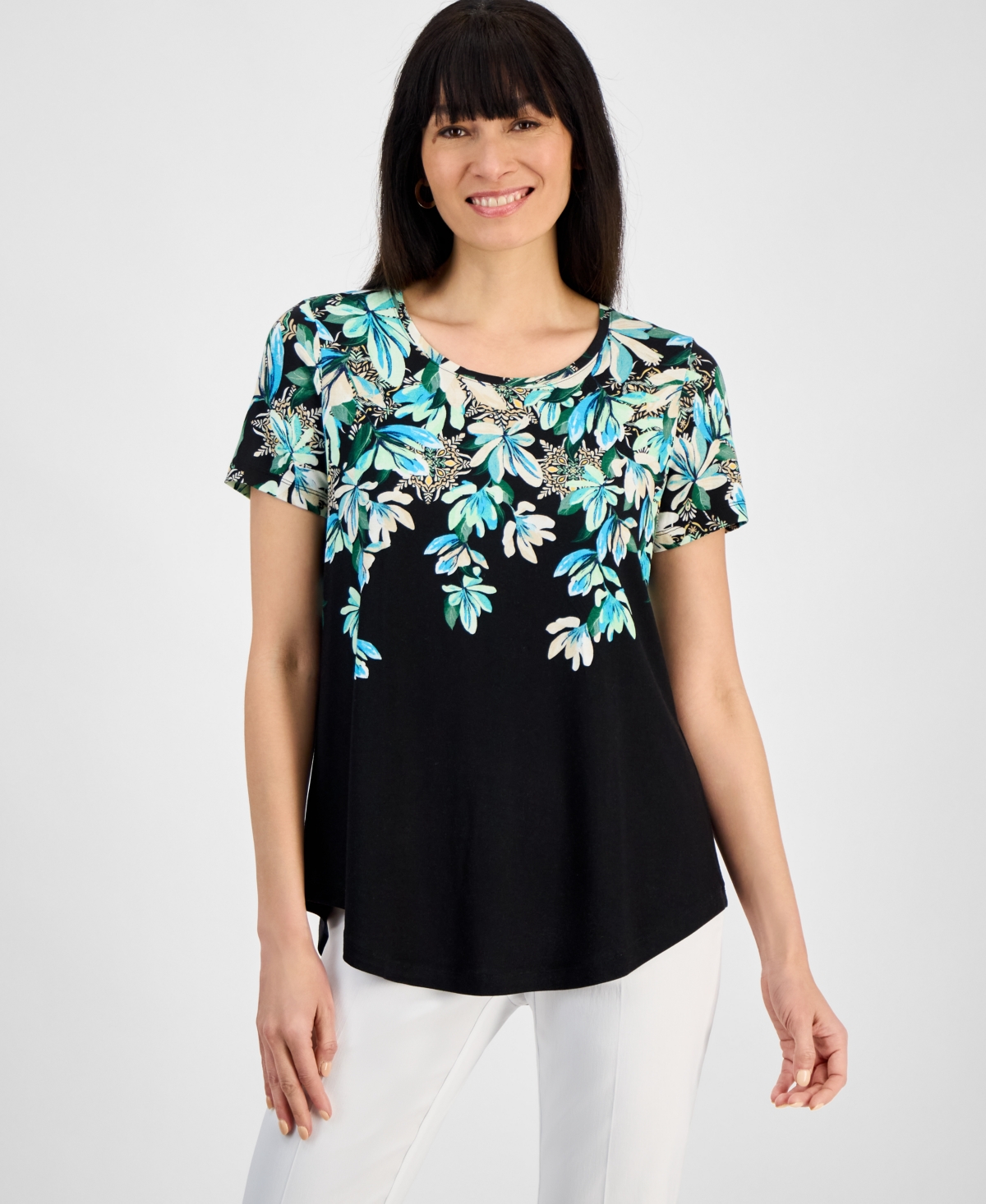 JM COLLECTION PETITE SHORT-SLEEVE TEE, EXCLUSIVELY AT MACY'S 