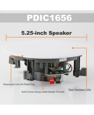 5.25" In-Wall / In-Ceiling 2-Way Speakers - 150W Max Power Output, Includes Round & Square Grills