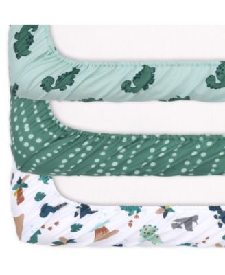 Green Dino 3-Pack Fitted Playard Sheets