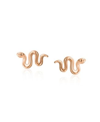 Garden Crawler Reptile Serpent Snake Stud Earrings Rose Gold Sterling Silver