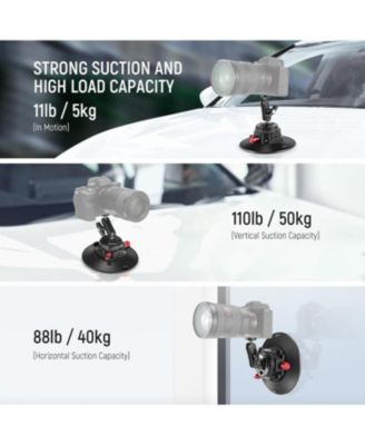 6"/15.2cm Camera Suction Cup Mount with Ball Head Magic Arm, Metal Suction Cup Mount on Car Windshield Dash for Camera/Action Camera/Phone Holder, with 1/4" & 3/8" Mounting Holes for ARRI